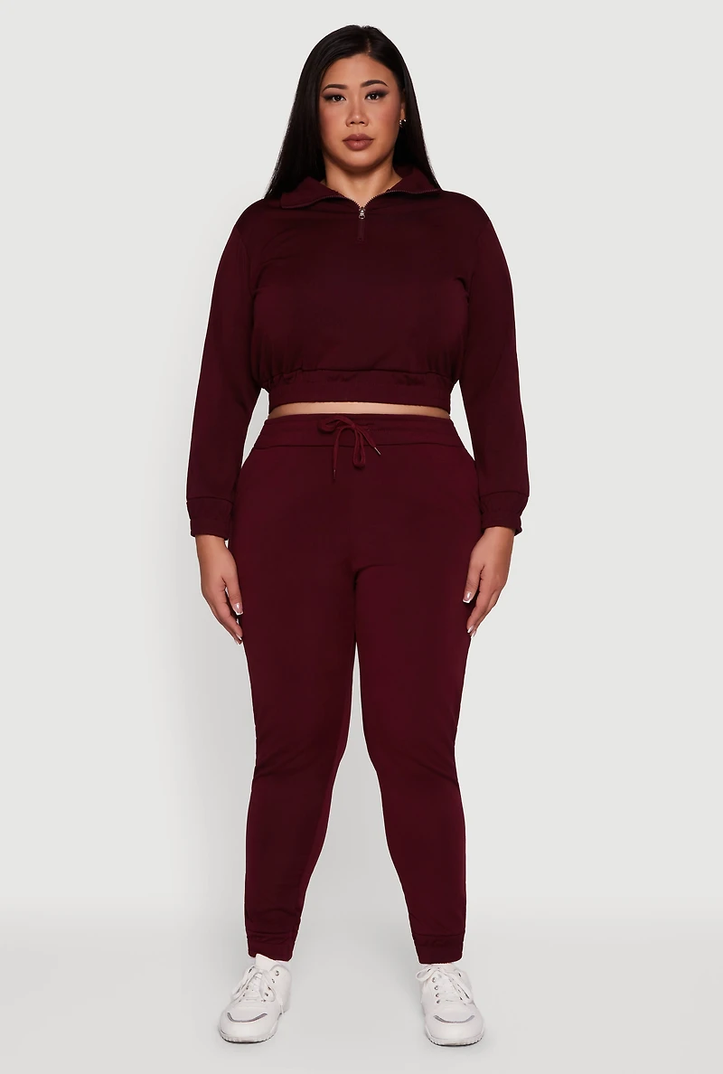 Plus Scuba Drawstring Waist Joggers