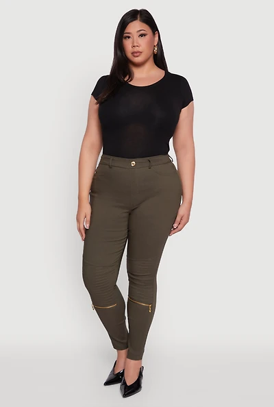 Plus High Waisted Skinny Moto Pants