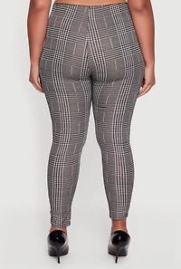 Womens Plus Size Houndstooth Plaid High Waisted Dress Pants, Multi, Size 1X
