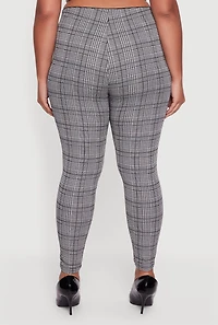 Womens Plus Houndstooth High Waisted Dress Pants, Grey,