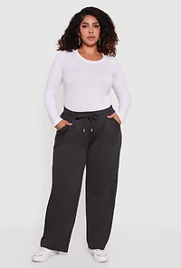 Plus Wide Leg Drawstring Sweatpants