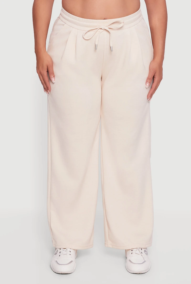 Plus Wide Leg Drawstring Sweatpants