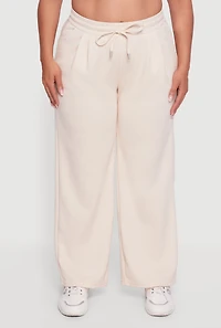 Plus Wide Leg Drawstring Sweatpants