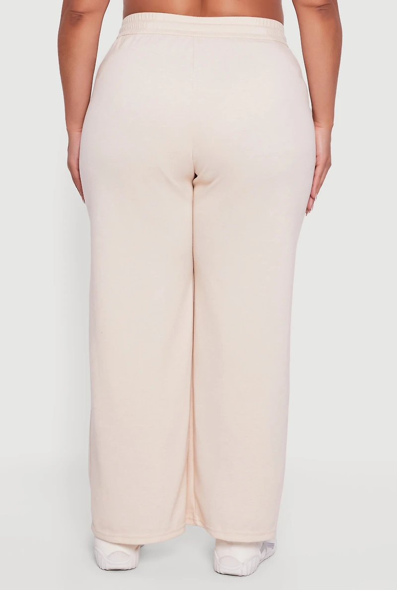 Plus Wide Leg Drawstring Sweatpants