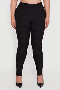 Plus High Waisted Plaid Scuba Dress Pants