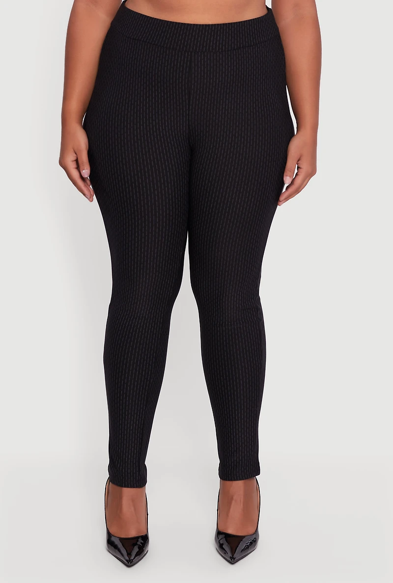 Womens Plus High Waisted Scuba Skinny Dress Pants, Black,