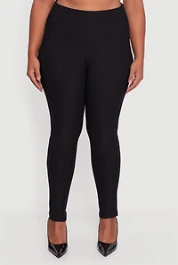 Womens Plus High Waisted Scuba Skinny Dress Pants, Black,