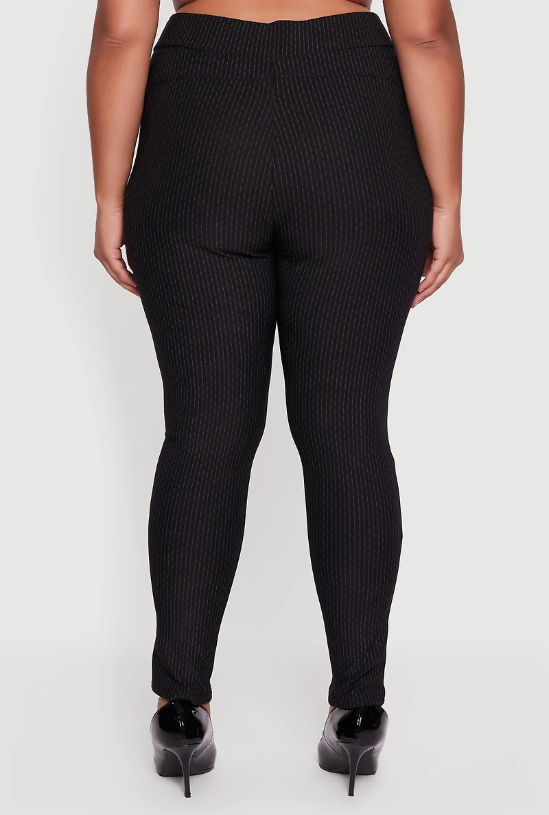 Womens Plus High Waisted Scuba Skinny Dress Pants, Black,