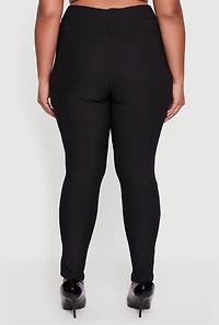 Womens Plus High Waisted Scuba Skinny Dress Pants, Black,