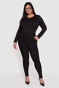 Womens Plus Size High Waisted Windowpane Plaid Dress Pants, Black, Size 3X