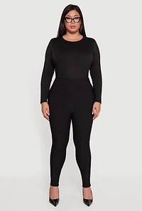 Womens Plus Size High Waisted Windowpane Plaid Dress Pants, Black, Size 3X