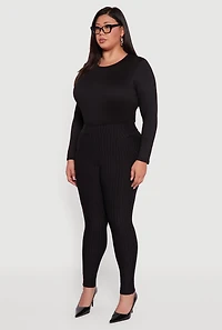 Womens Plus Size High Waisted Windowpane Plaid Dress Pants, Black, Size 3X