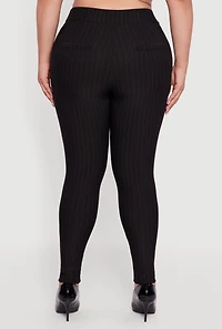 Womens Plus Size High Waisted Windowpane Plaid Dress Pants, Black, Size 3X