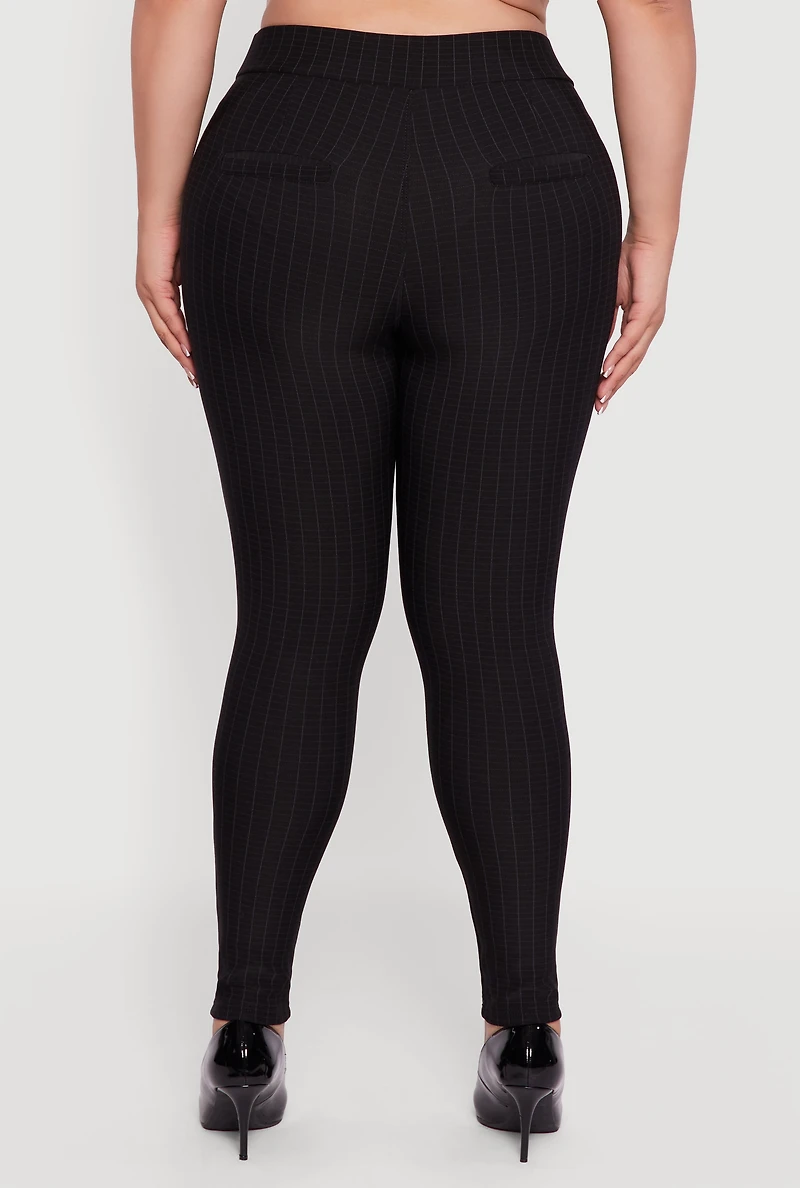 Plus High Waisted Windowpane Plaid Dress Pants