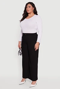 Plus High Waisted Wide Leg Dress Pants with Pockets