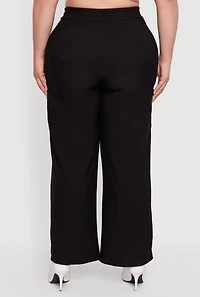 Plus High Waisted Wide Leg Dress Pants with Pockets