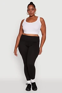 Womens Plus Size High Waisted Solid Stretch Active Leggings, Black, Size 2X