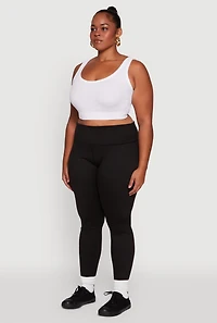 Womens Plus Size High Waisted Solid Stretch Active Leggings, Black, Size 2X
