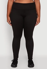 Womens Plus Size High Waisted Solid Stretch Active Leggings, Black, Size 2X