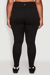 Womens Plus Size High Waisted Solid Stretch Active Leggings, Black, Size 2X
