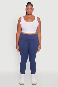 Womens Plus Size High Waisted Solid Stretch Active Leggings, Blue, Size 3X