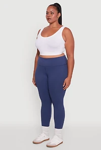 Womens Plus Size High Waisted Solid Stretch Active Leggings, Blue, Size 3X