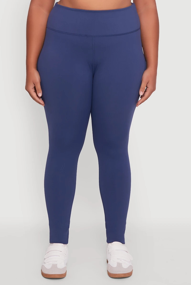 Womens Plus Size High Waisted Solid Stretch Active Leggings, Blue, Size 3X