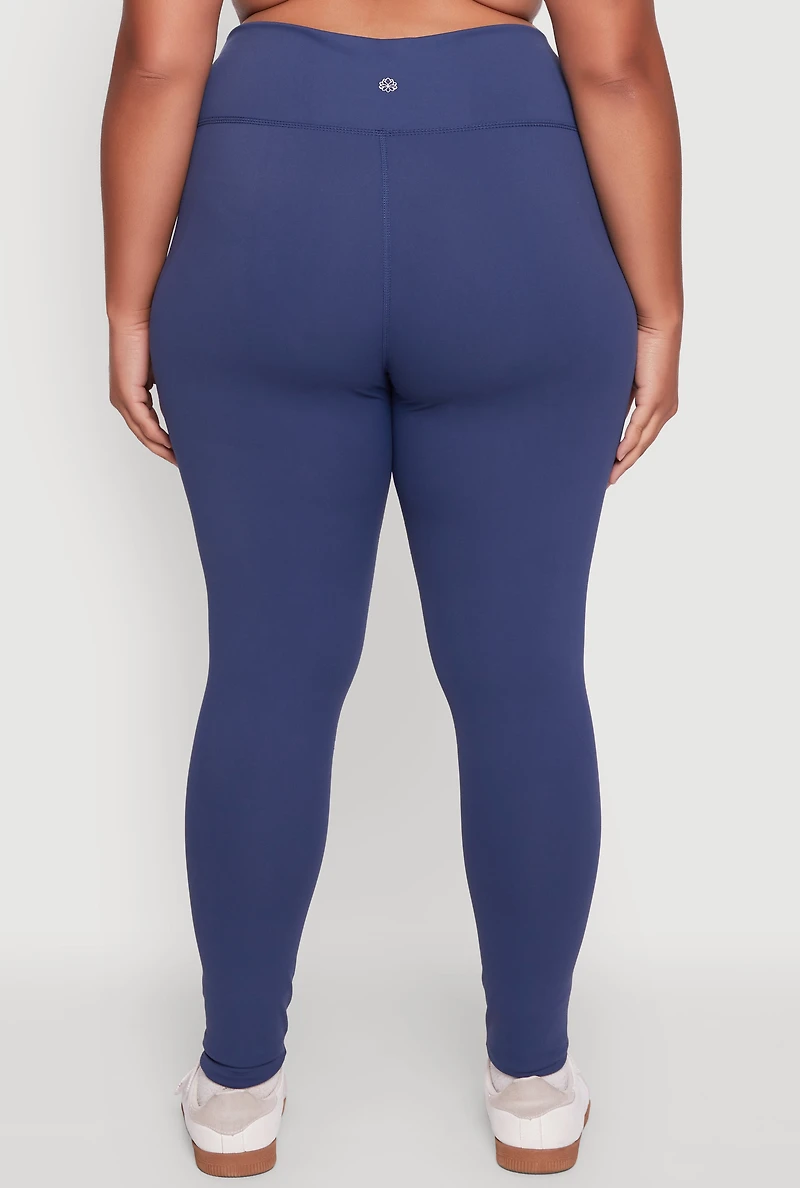 Plus High Waisted Solid Stretch Active Leggings