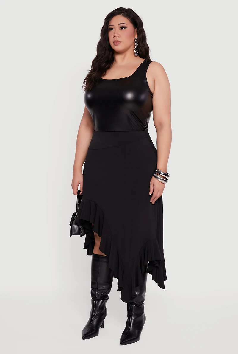 Plus Asymmetrical Handkerchief Hem Skirt