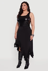 Plus Asymmetrical Handkerchief Hem Skirt