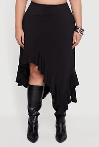 Plus Asymmetrical Handkerchief Hem Skirt