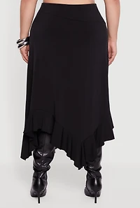 Plus Asymmetrical Handkerchief Hem Skirt