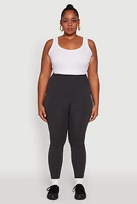 Plus Fleece Lined Leggings with Textured Waistband