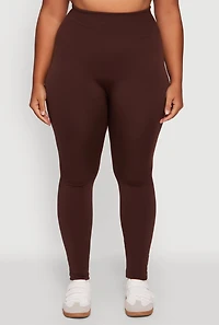 Plus Fleece Lined Leggings with Textured Waistband