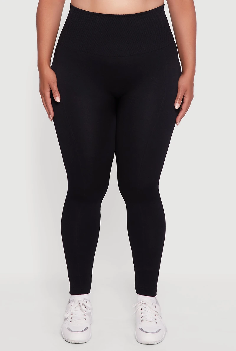 Womens Plus Size Twill High Waisted Leggings, Black, Size 1X-2X
