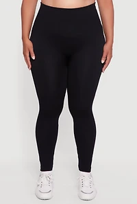 Womens Plus Size Twill High Waisted Leggings, Black, Size 1X-2X