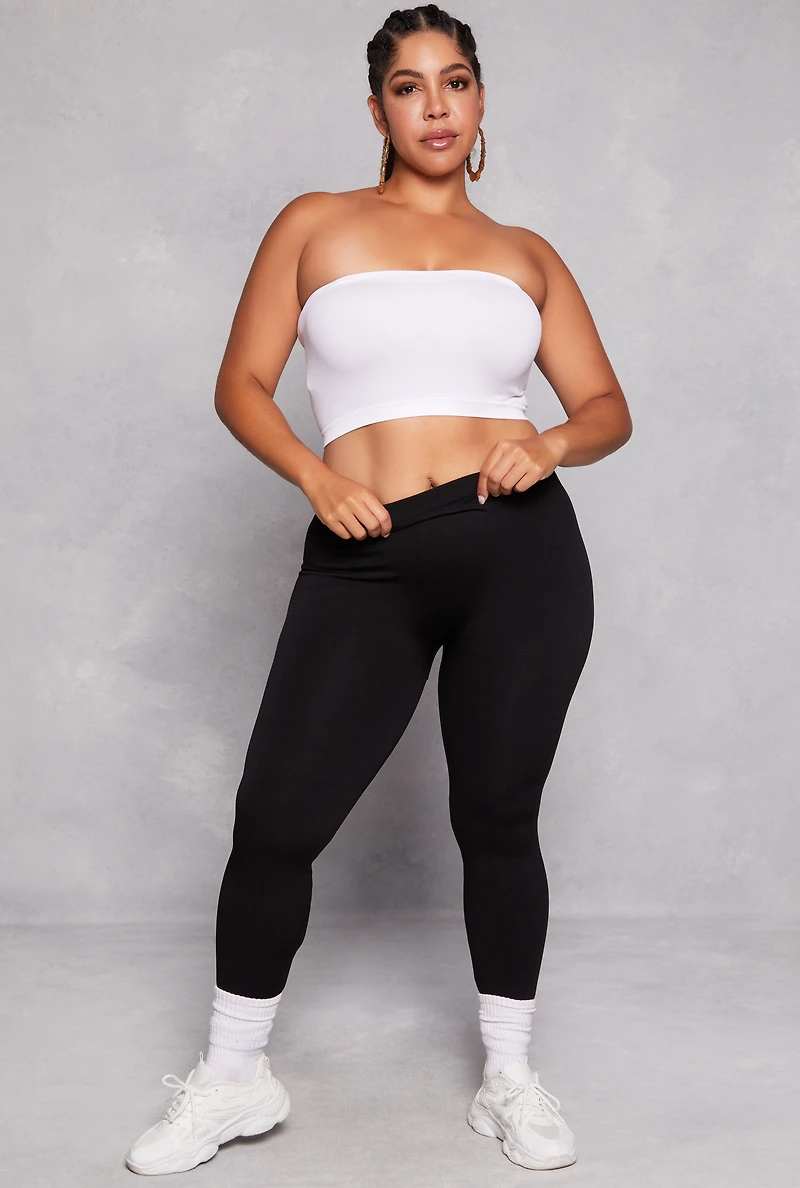 Plus Solid Fleece Leggings