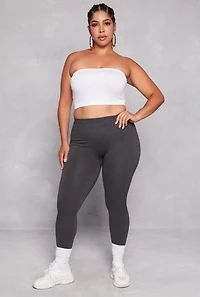Womens Plus Solid Fleece Leggings,