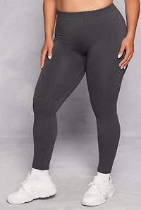 Womens Plus Solid Fleece Leggings,