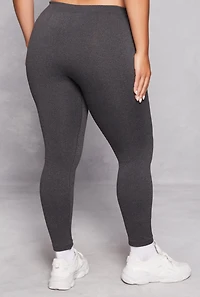 Womens Plus Solid Fleece Leggings,