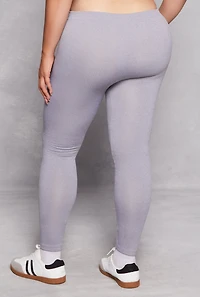 Womens Plus Solid Fleece Leggings,