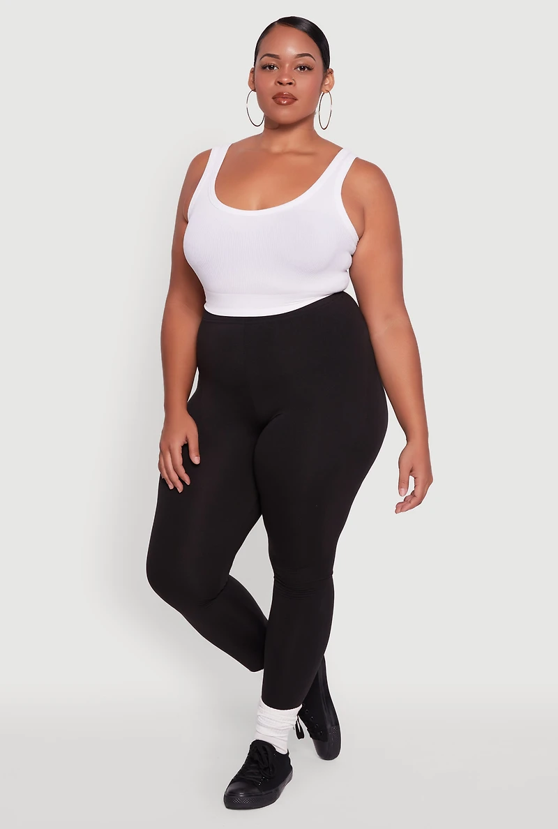 Womens Plus High Waisted Fleece Lined Leggings,