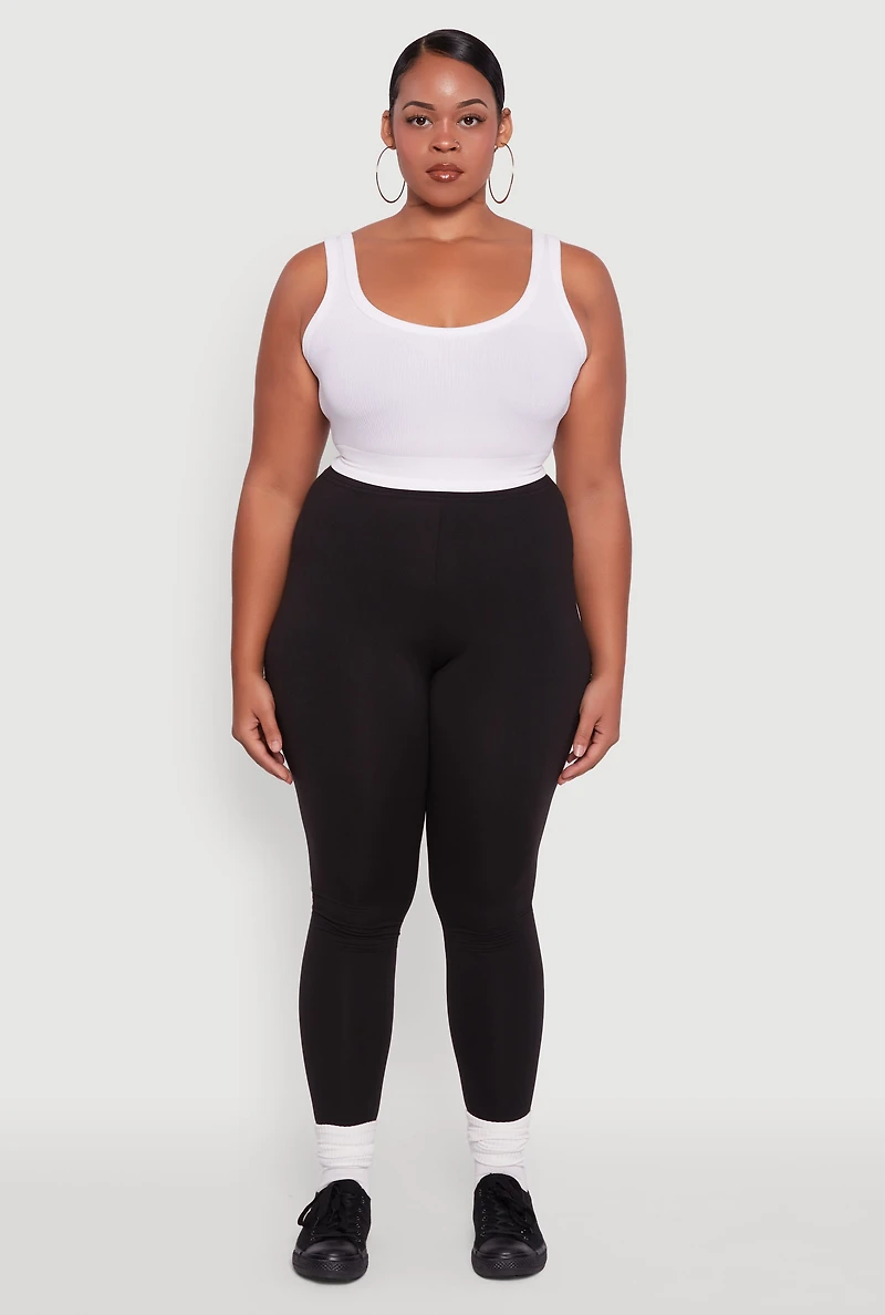Womens Plus High Waisted Fleece Lined Leggings,