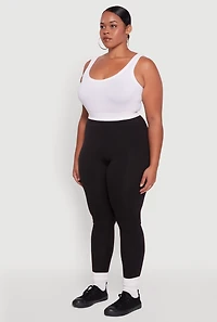 Womens Plus High Waisted Fleece Lined Leggings,