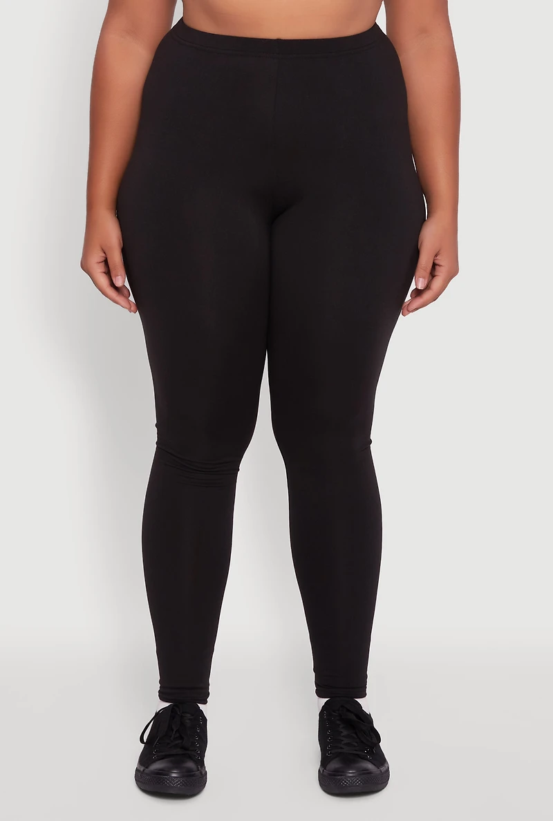 Womens Plus High Waisted Fleece Lined Leggings,