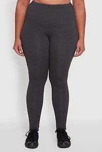 Womens Plus High Waisted Fleece Lined Leggings, Grey,
