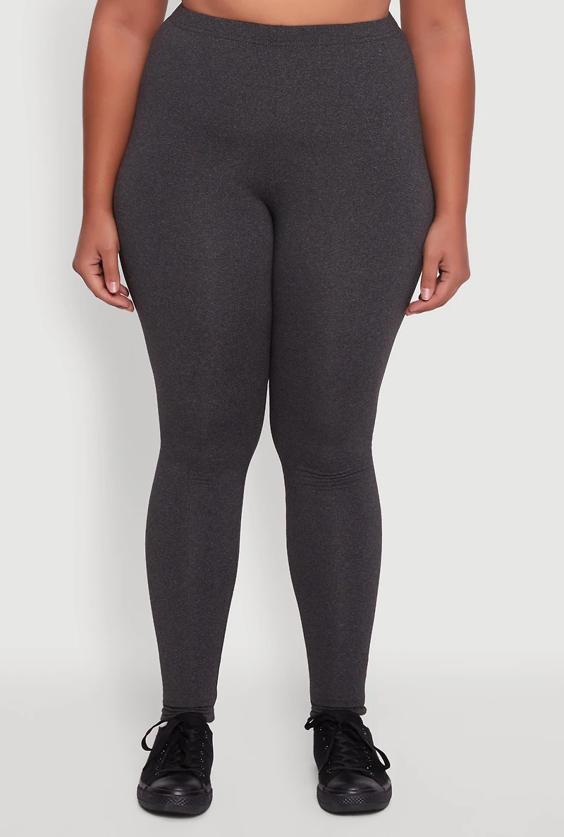 Plus High Waisted Fleece Lined Leggings