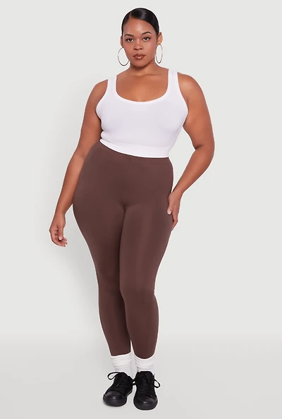 Womens Plus High Waisted Fleece Lined Leggings, 2X