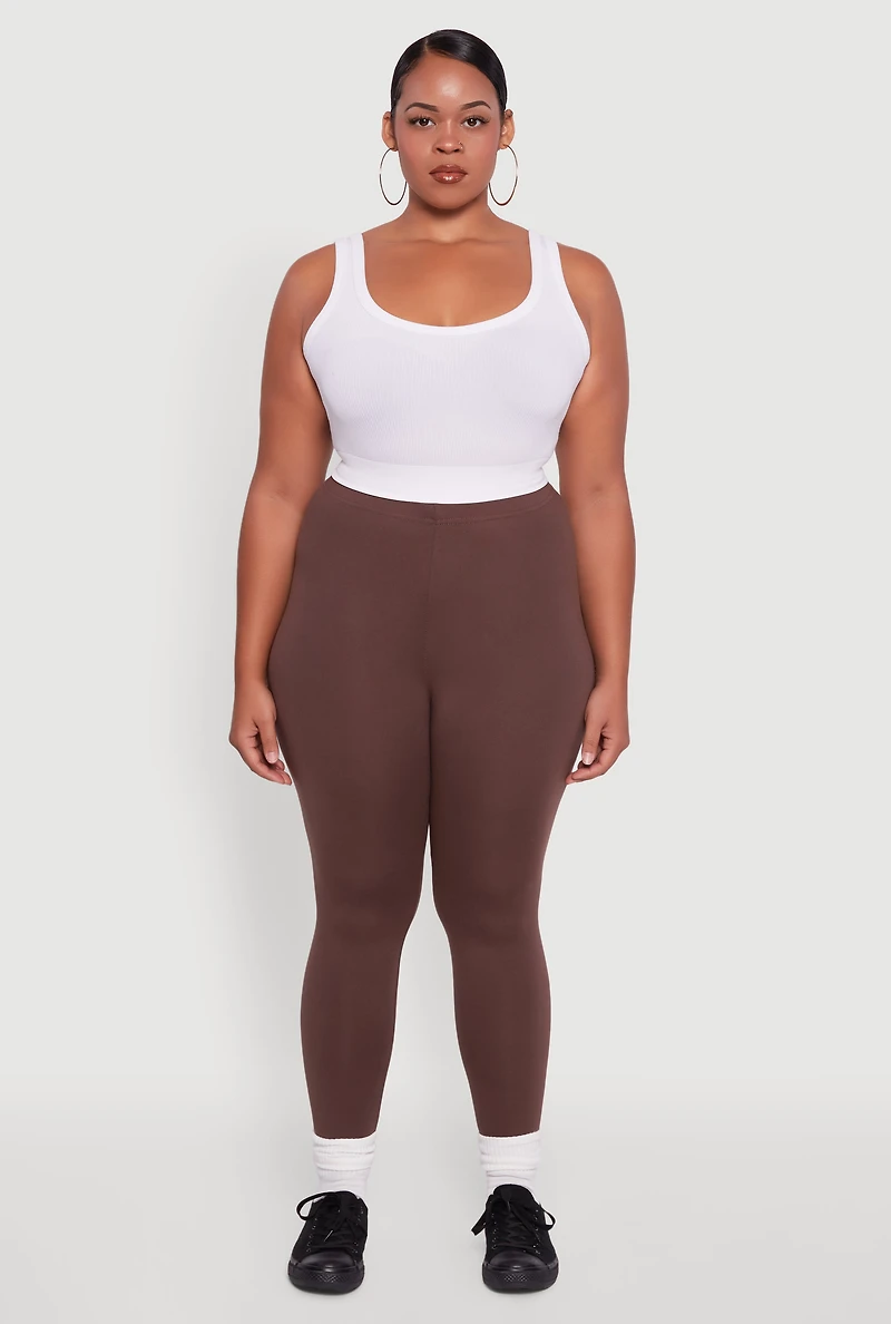 Womens Plus High Waisted Fleece Lined Leggings, 2X