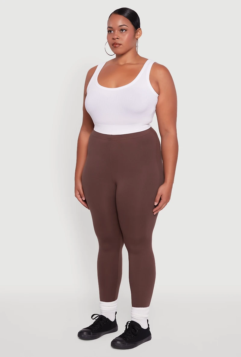 Womens Plus High Waisted Fleece Lined Leggings, 2X
